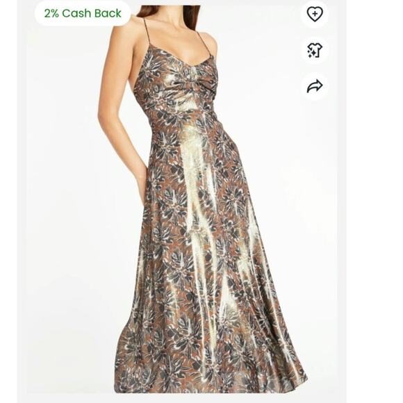 Tanya Taylor Meredith Metallic Silk Blend Maxi Dress, sz 14 - Picture 4 of 16